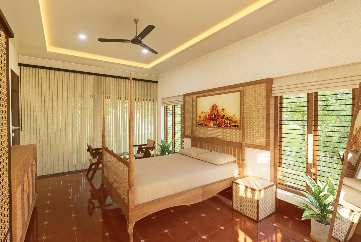 Master bedroom with timber detailing
